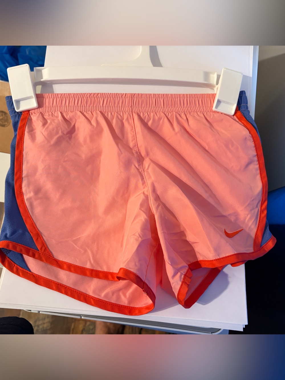 Nike Women's Orange Running Shorts with Red Trim